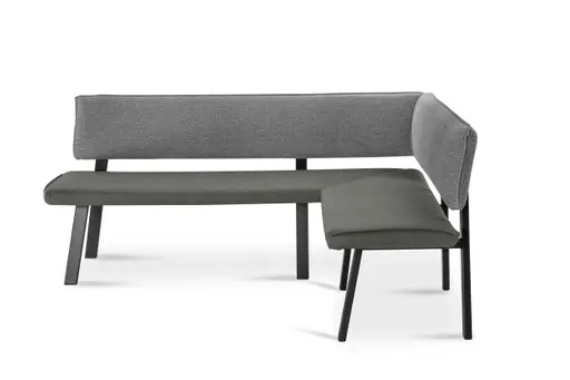 Eckbankgruppe - inkl. Tisch und 2x Stühle, Stoff, Grau