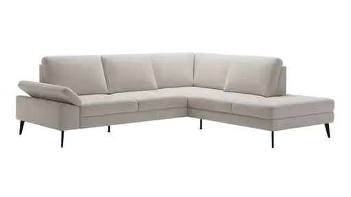 Ecksofa Houston - 2,5-Sitzer, Eckelement und 1-Sitzer mit Abschlussteil rechts,  inkl. Sitztiefenverstellung und Armlehne klappbar, Stoff, Natur