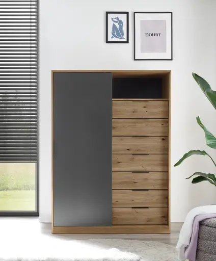 Kommode- Eiche Dekor, Graphit