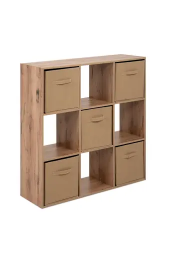 Regal - inkl. Stoffboxen, B ca. 89 cm, Artisan Eiche Nachbildung, Beige