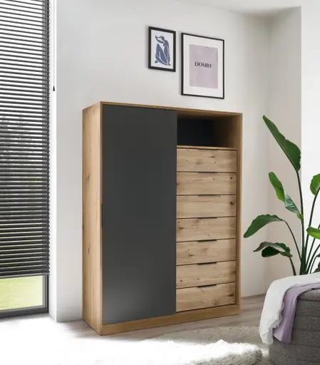 Kommode- Eiche Dekor, Graphit