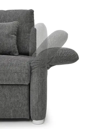 Sofa JORDEN - 2-Sitzer inkl. Schlaffunktion, verstellbaren Armlehnen, Stoff, Dunkelgrau