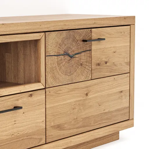 Lowboard Hartford - BHT ca. 188x59x40 cm, Eiche massiv, mit Hirnholzapplikation