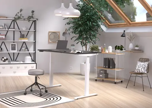 Schreibtisch GELI - höhenverstellbar, LB ca. 120x80 cm, Graphit, Weiß