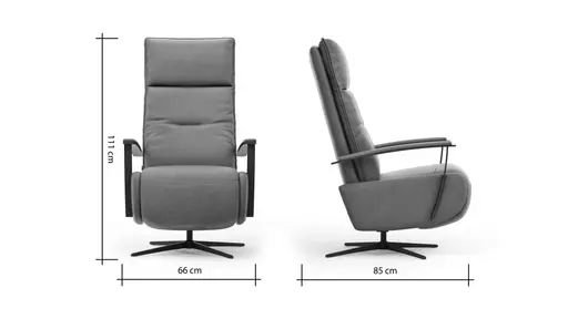 TV-Sessel Lima - Größe M, Relaxfunktion, Leder, Eisblau