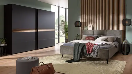 Schwebetürenschrank Viana - BHT ca. 300x230x68 cm, Anthrazit