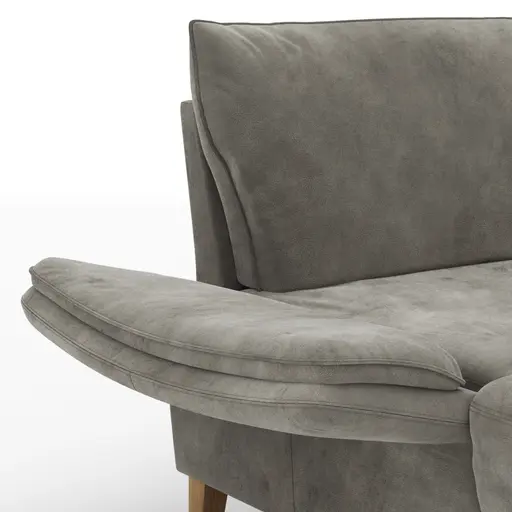 Sofa Stamford - inkl. Armlehne verstellbar und Kopfstütze, 3,5-Sitzer, Bogen links mit Ecksofa 2-sitzig und Abschlusshocker Rechts, Stoff, Anthrazit