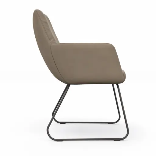 Armlehnstuhl Nashville - Leder, Taupe