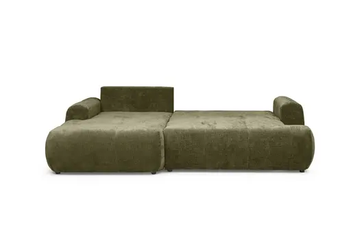 Ecksofa - Longchair links mit 2-Sitzer, Stoff, Olivegrün