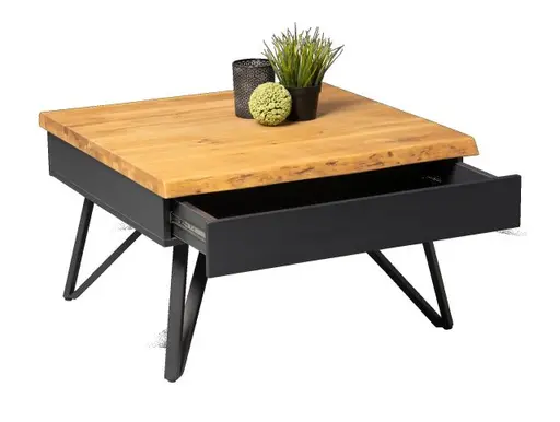 Couchtisch - B/H/T ca. 75x45x75 cm, Wildeiche massiv