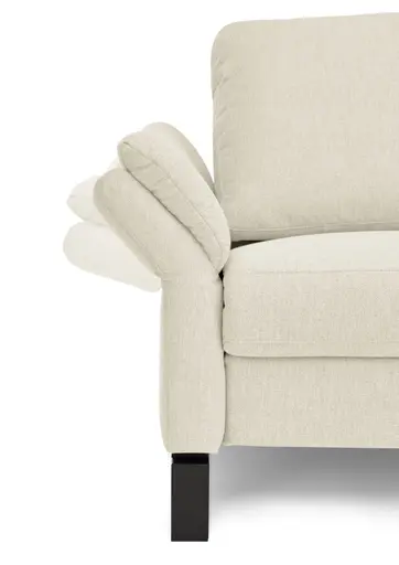 Ecksofa CALM PREMIUM 2.0 - 3-Sitzer mit Longchair rechts, Relaxfunktion motorisch, Armlehne verstellbar, Stoff, Natur