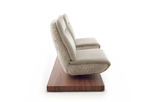 Sofa - 2-Sitzer, Relaxfunktion motorisch, Leder/Stoff Perlmutt