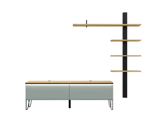 Hängeelement - mit Beleuchtung, B ca. 174 cm, Schilfgrün, Gustavson Oak Nachbildung