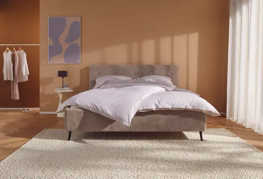 Bettgestell Coria - Liegefläche 180x200 cm, Stoff, Taupe