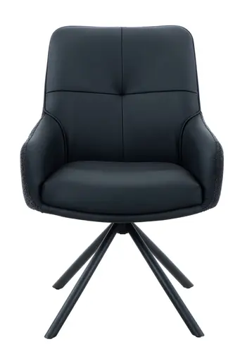 Armlehnstuhl - drehbar, Leder & Stoff, Schwarz