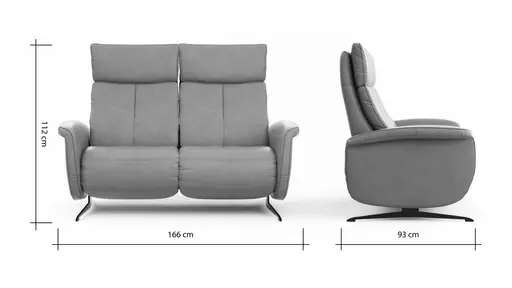 Sofa Sitz.Konzept Sofa - 2,5-Sitzer inkl. Kopfteilverstellung, Leder, Cognac