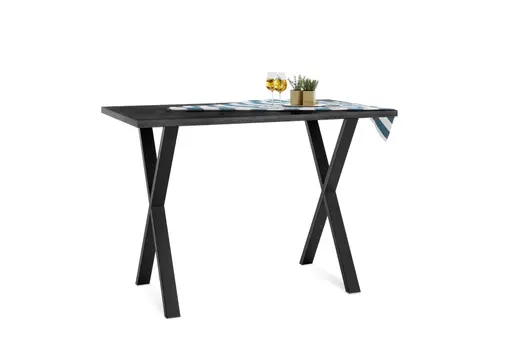 Bartresentisch - LB ca. 140x90 cm, Schwarzstahl, Schwarz