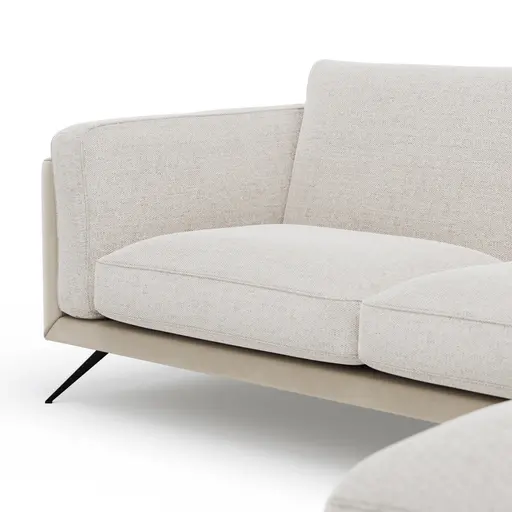 Ecksofa Valdemoro - 2,5-Sitzer mit  Longchair rechts inkl. Rückenlehne verstellbar, Stoff, Creme