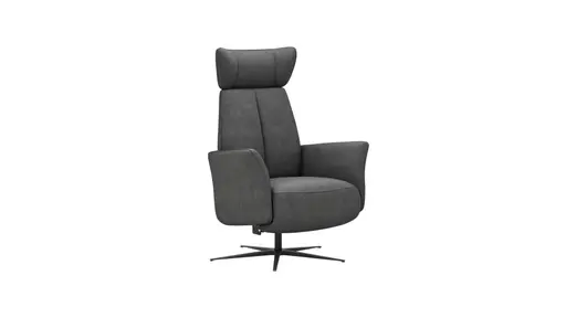 Drehsessel Aberdeen - Größe L, inkl. Relaxfunktion (motorisch), Kopfteil verstellbar, Stoff, Schwarz