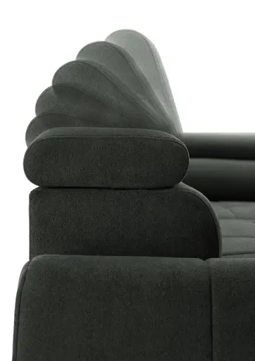 Ecksofa - Ecke links mit 2-Sitzer, Sitzvorzug motorisch, Kopfteil verstellbar, Stoff, Moos