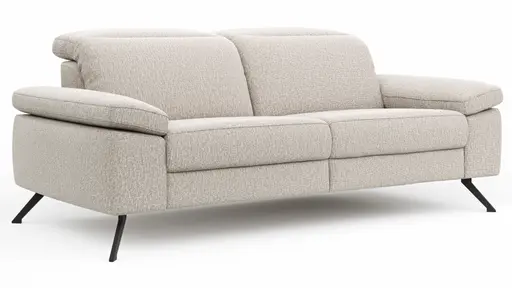 Sofa Rafaela 2.0 - 2,5-Sitzer inkl. Kopfteil verstellbar, Stoff, Champagner