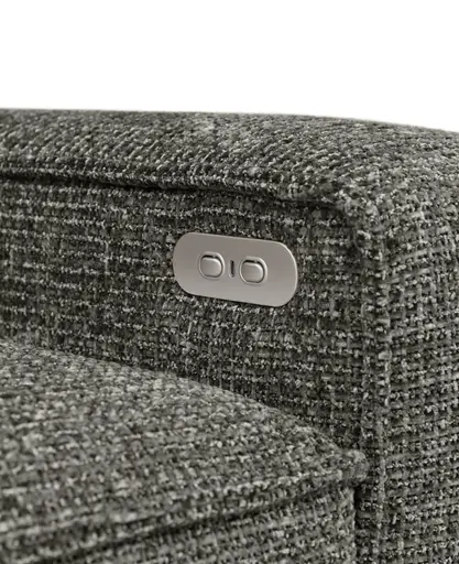 Ecksofa - Longchair links mit 2-Sitzer, Sitzvorzug motorisch, Stoff, Steingrau