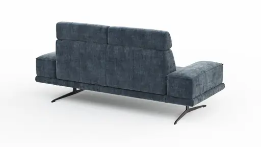 Sofa Hubertus - 2-Sitzer, Kopfstütze verstellbar, Stoff, Blau