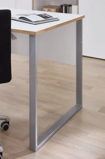 Schreibtisch - LB ca. 170x73 cm, Weiß, Artisan Eiche Nachbildung, Silberfarben