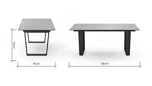 Esstisch Dinner - verlängerbar, LB ca. 180x95 cm, Kunststoff, Grau