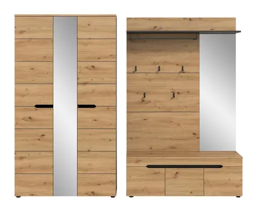 Garderobe - Basalt grau, Artisan Eiche Nachbildung