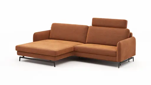 Ecksofa Enna - Longchair Links mit 1,75-Sitzer, inkl. motorischer Relaxfunktion, Stoff, Terracotta
