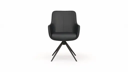 Armlehnstuhl Mis - Leder, Schwarz, Drehbar, Gestell, Schwarz