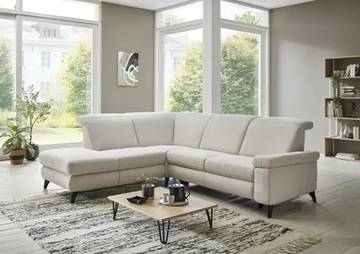 Ecksofa - Ecke links mit 2-Sitzer, Stoff, Beige