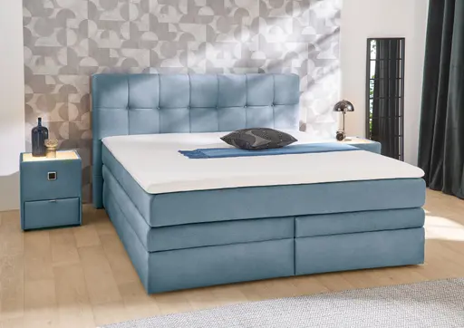Boxspringbett- Liegefläche ca. 180x200 cm, Stoff, Türkis, Max
