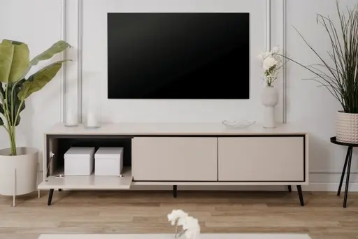 Lowboard - B ca. 175 cm, Sand, Schwarz