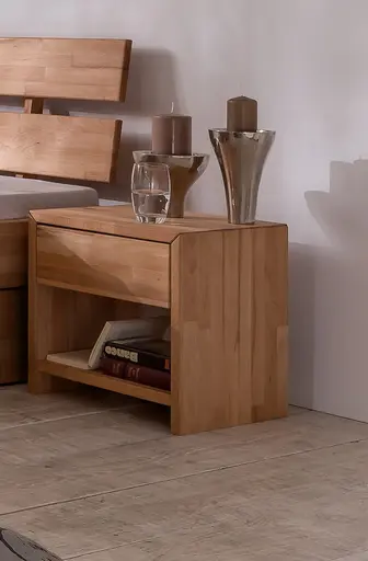 Nachtkonsole- Kernbuche, Massiv, Geölt