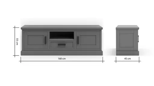 TV-Board Litchfield - Dark Grey, Non-Antique