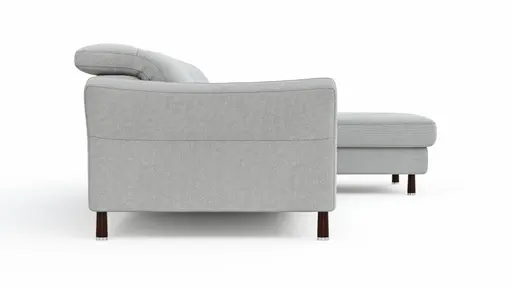 Ecksofa Rafaela - 3-Sitzer, Longchair rechts, Kopfteil verstellbar (manuell), Webstoff, Ecru