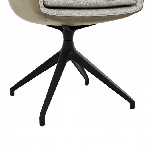 Armlehnstuhl Macano - drehbar, Stoff & Leder, Hellgrau, Steingrau