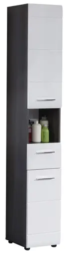 Hochschrank- B ca. 30 cm, Eiche Silber, Weiß