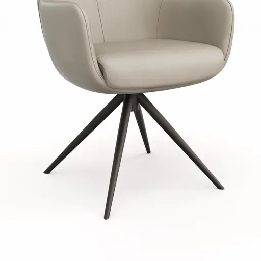 Armlehnstuhl Mis - Leder, Graubraun, Gestell, Schwarz