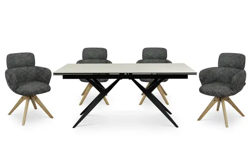 Esstisch MICHELA - ausziehbar, LB ca. 180x95 cm, Glaskeramik, Travertin farbig