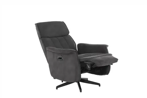 Fernsehsessel - Microfaser Grau, Gestell Metall Schwarz gepulvert