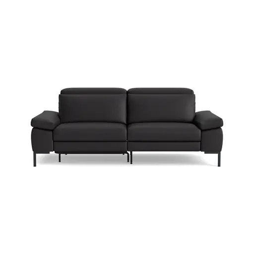 Sofa Braska - 3-Sitzer, inkl. Relaxfunktion (motorisch), Kopfstütze/Armlehne verstellbar, Leder, Anthrazit