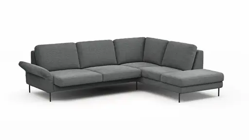 Ecksofa Enna - 3-Sitzer, Ecke rechts, Sitzvorzug (motorisch), Stoff, Anthrazit