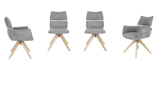 Stuhl MAROU - drehbar, Stoff, Graublau