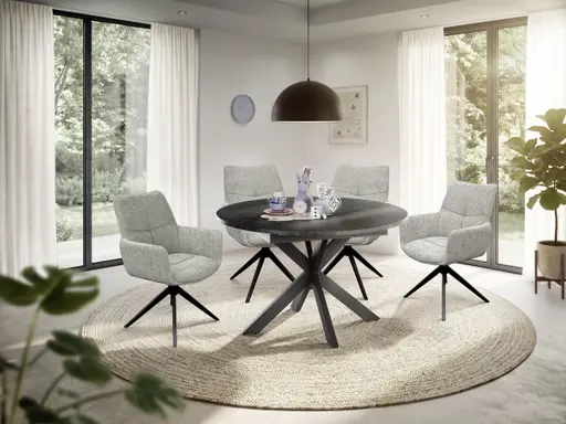 Armlehnstuhl MILENA - drehbar, Stoff, Silberfarben