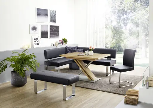 Eckbank EM 8310 - BT ca. 156x203 mit Rückenlehne, Leder, Dunkelbraun