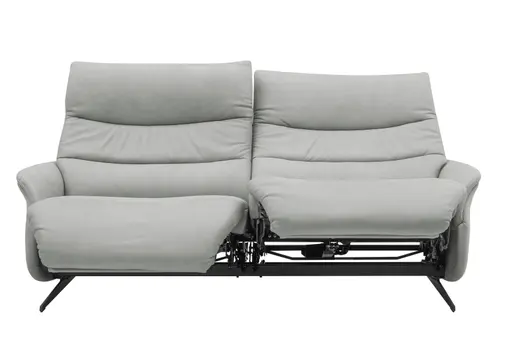 Sofa EM Lun - 3-Sitzer, Wall-Free Funktion, Kopfteilverstellung, Leder, grau