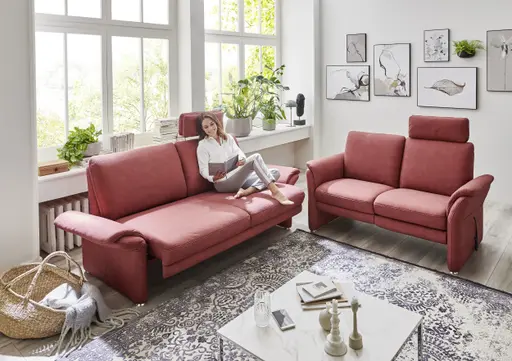 Sofa EM Bologna - 2-Sitzer groß, Stoff, Bordeaux